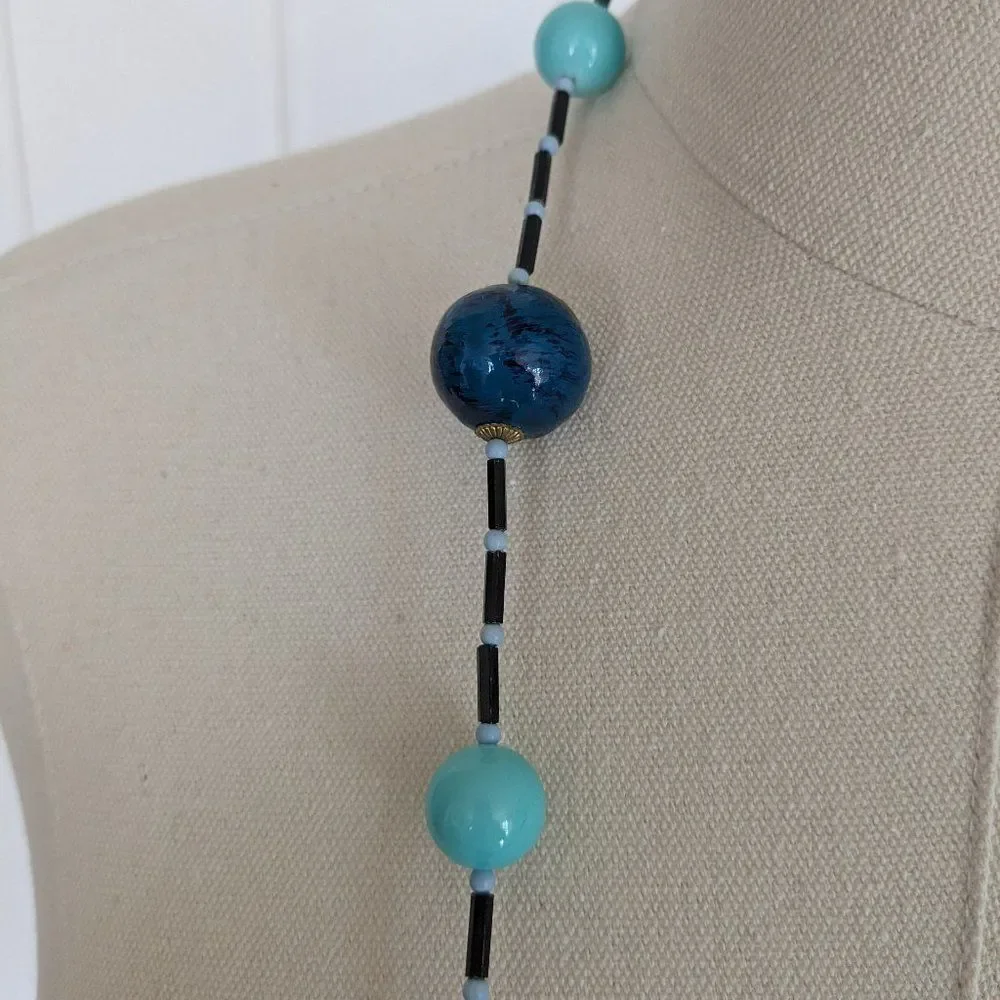 Vintage Turquoise and Blue Beaded Necklace - Something Old and Something Blue!